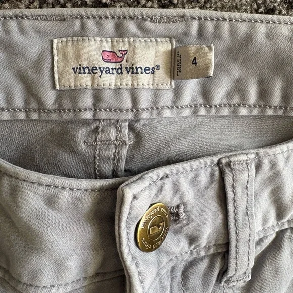 Vineyard Vines Women’s Ankle Zip Blue Gray Pants Gold Zipper size 4 - Picture 2 of 4